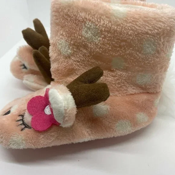 Cat & Jack Toddler Deer Boot Slippers-Pink-Size 4T-5T-NWT - Picture 3 of 7